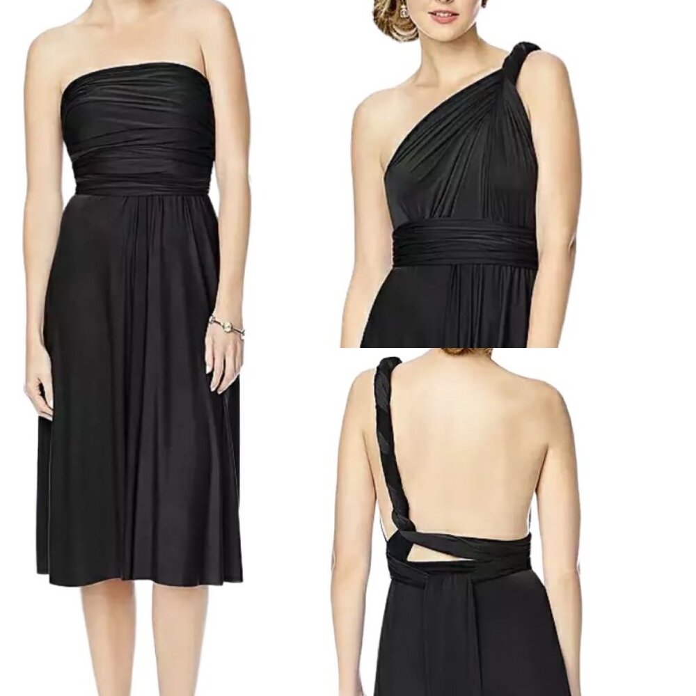 Dessy Group Maracaine Jersey Twist Wrap Convertible Cocktail Dress in Black